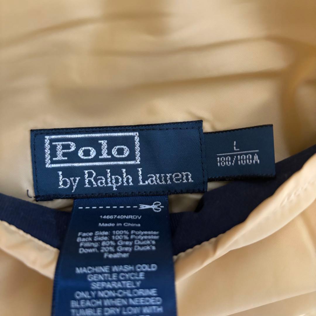 ポロラルフローレン リバーシブルダウンベスト ネイビー×イエロー Lサイズ