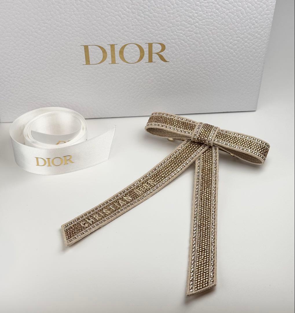 極美品✨Dior ディオール Dior Twist リボンバレッタ ゴールド