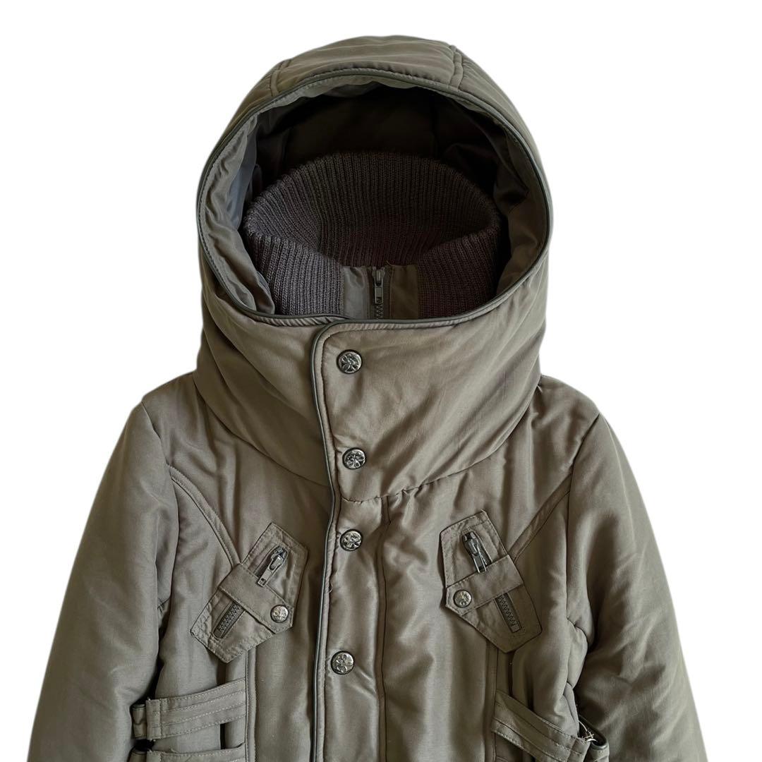 00s y2k デカフード グランジ リブ ミリタリー コート 中綿 ギミック