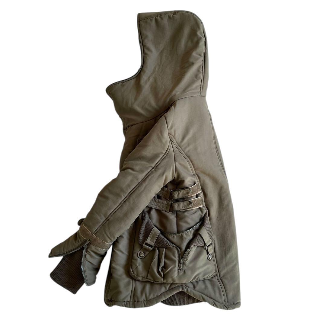 00s y2k デカフード グランジ リブ ミリタリー コート 中綿 ギミック