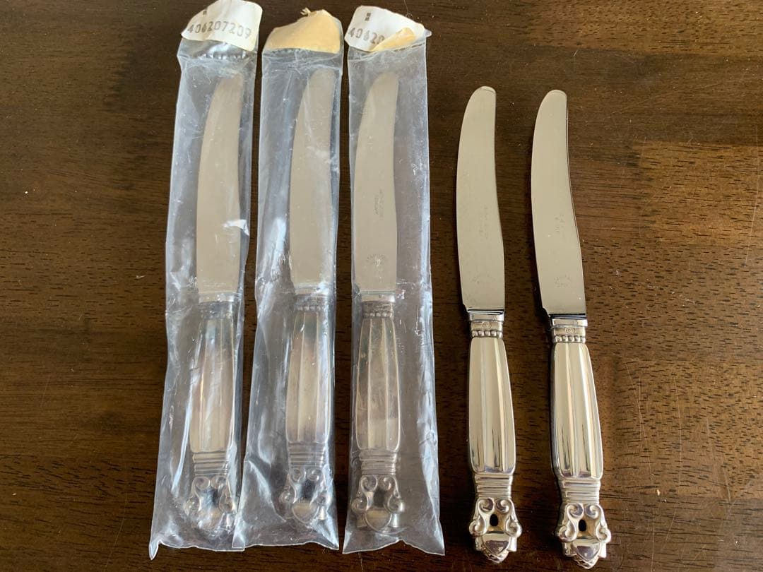 ジョージジェンセン　エコーンACORN 廃盤デザートナイフ　スターリングシルバー