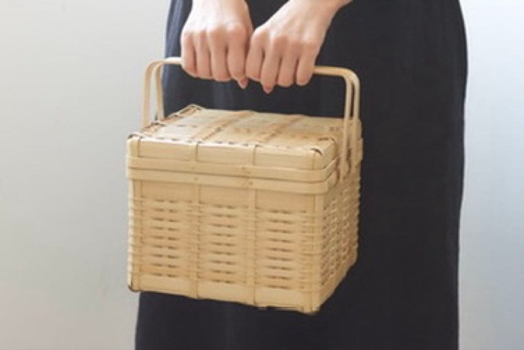 松田由紀 角物 蓋付き 竹かご 竹籠　バスケット