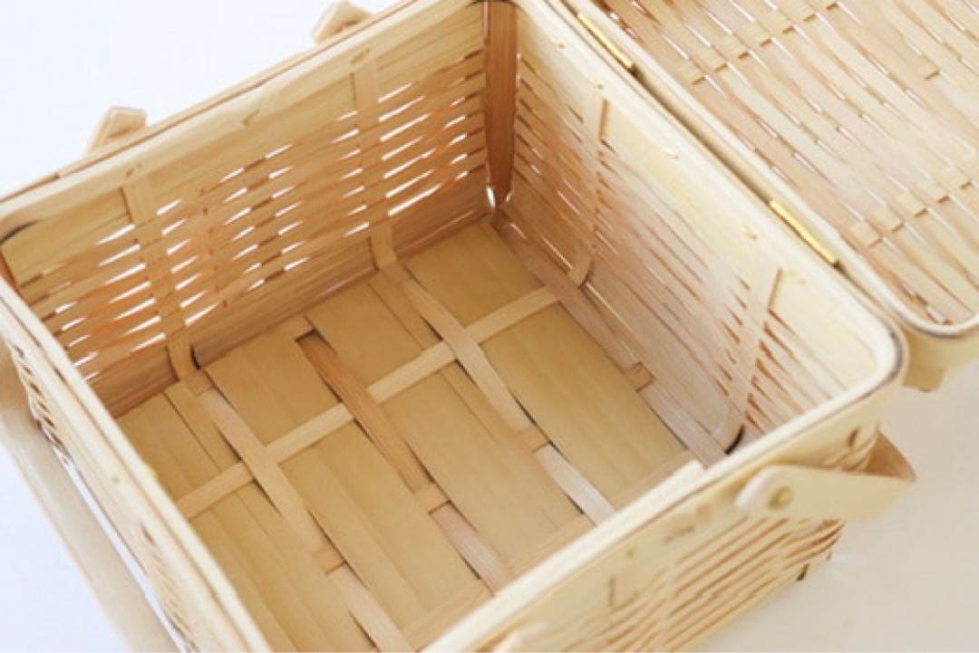 松田由紀 角物 蓋付き 竹かご 竹籠　バスケット