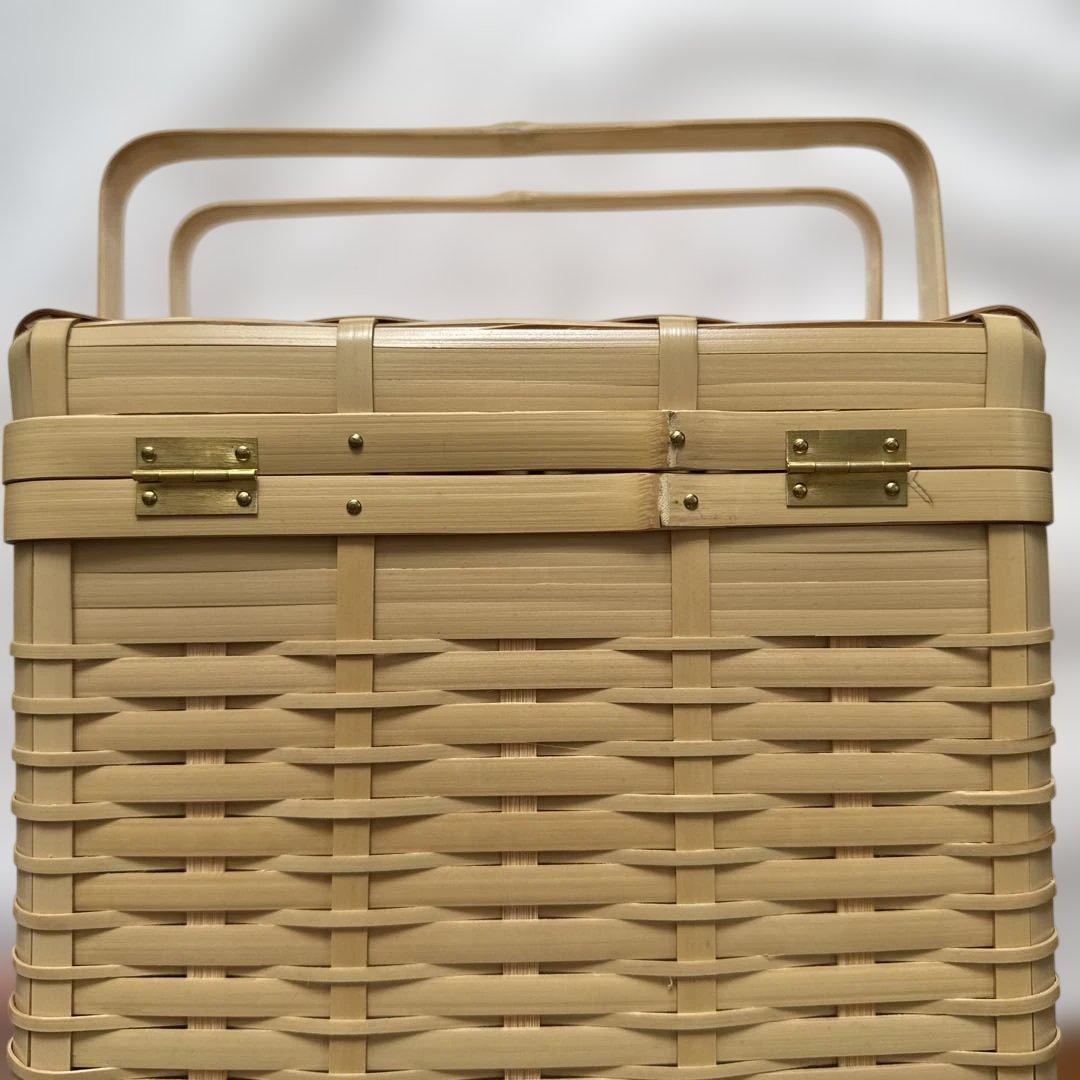松田由紀 角物 蓋付き 竹かご 竹籠　バスケット