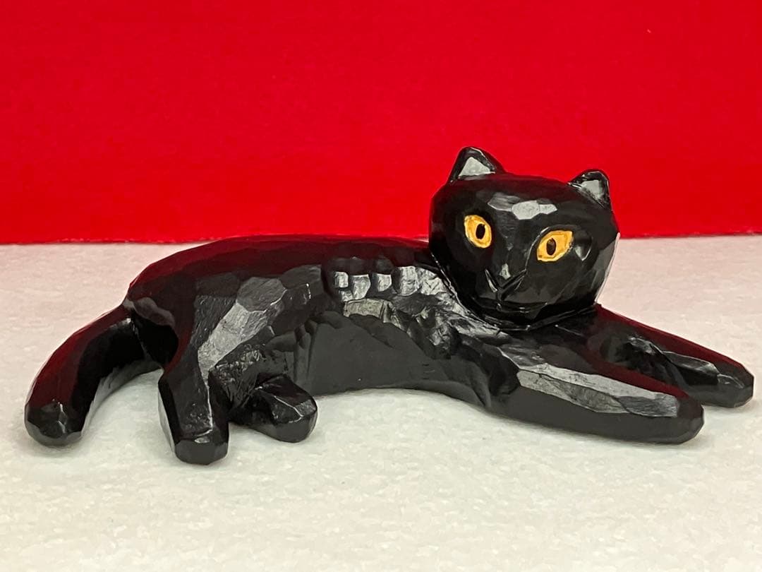 黒猫（小）3体　木彫り　置物