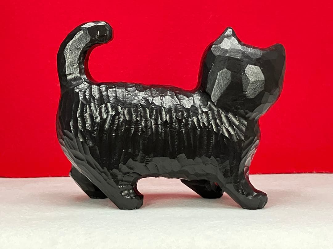 黒猫（小）3体　木彫り　置物