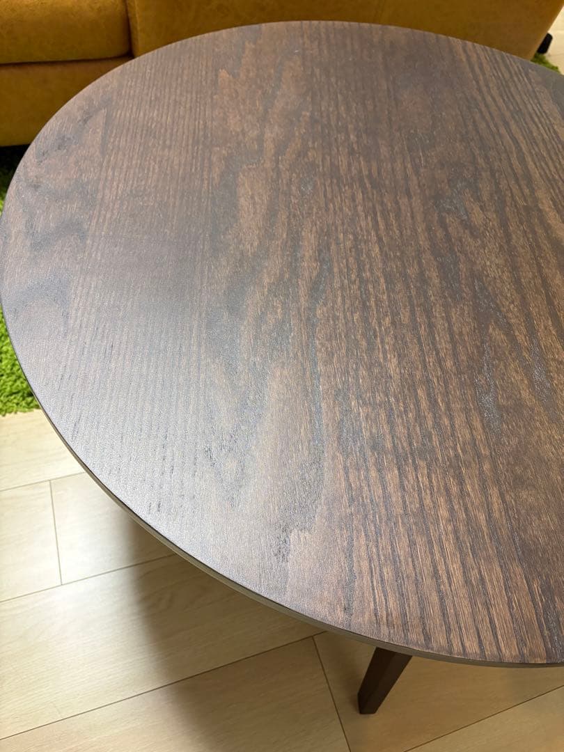 ダークブラウン円形センターテーブル