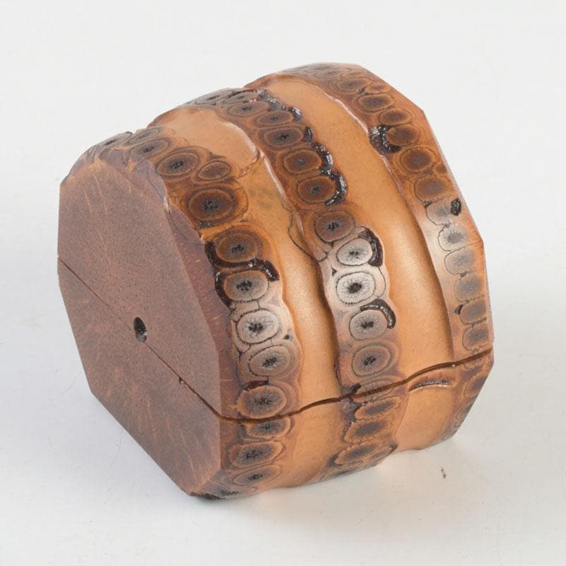 茶道具　竹工師　海野宗泰作　根竹香合　紫野　松長剛山極め箱　V　9614