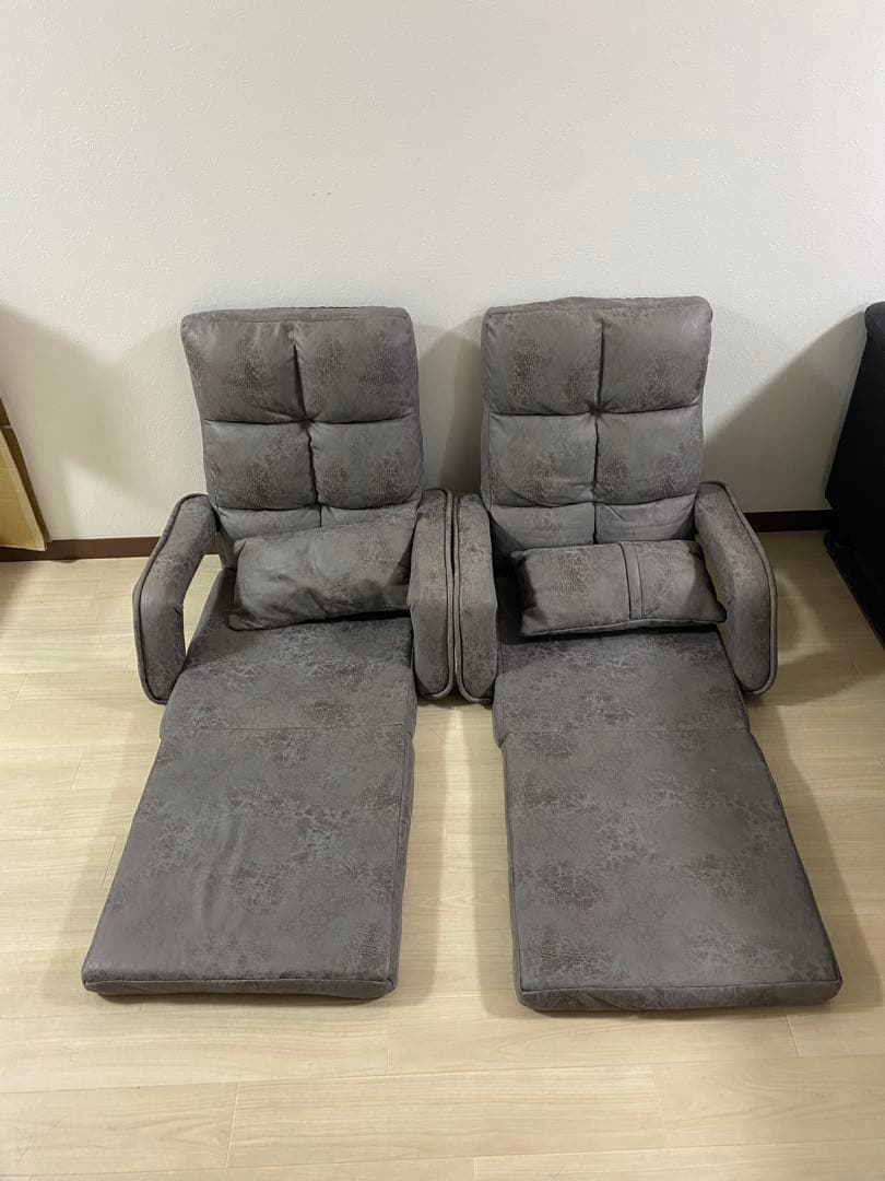 リクライニング座椅子 グレー 2脚セット