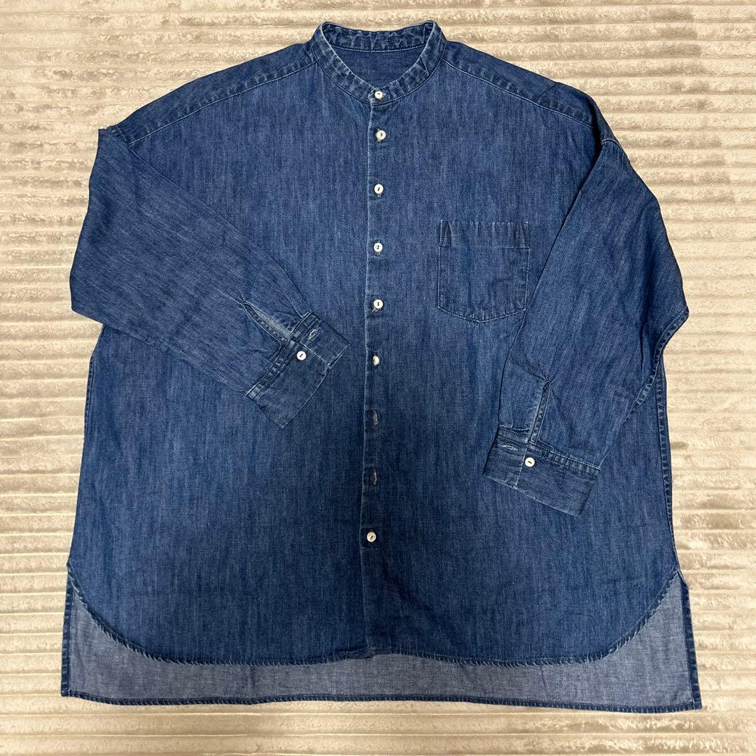 Soraネストローブ　デニムバンドカラーシャツ