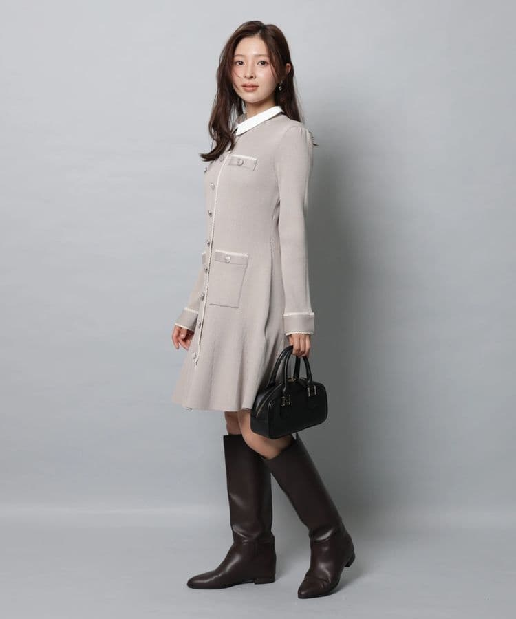 Apuweiser-rich　衿付2wayニットワンピース ルミネ限定グレージュ