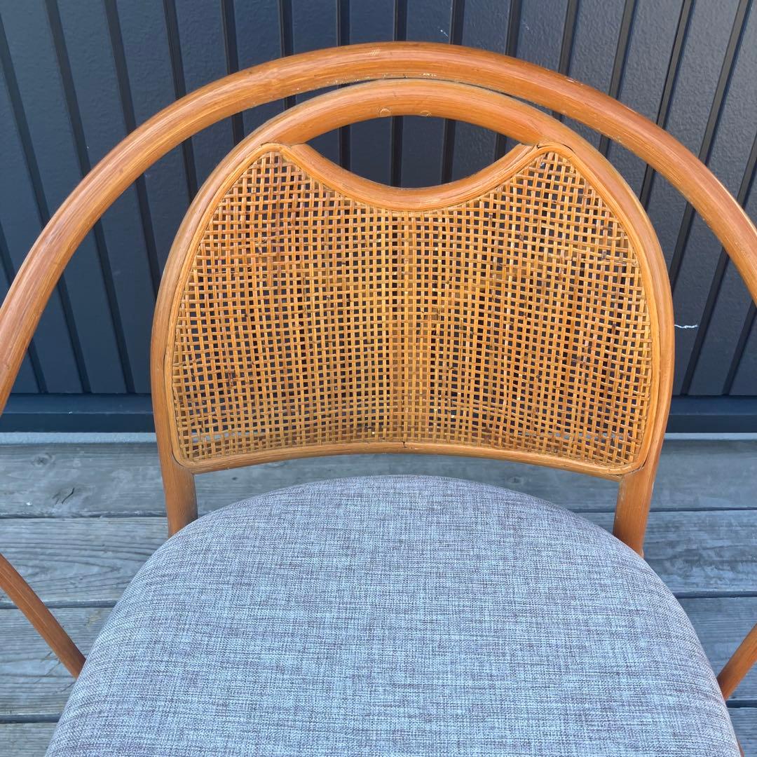 昭和レトロ ラタンチェア アームチェア 座椅子 ヴィンテージ 籐家具 古家具