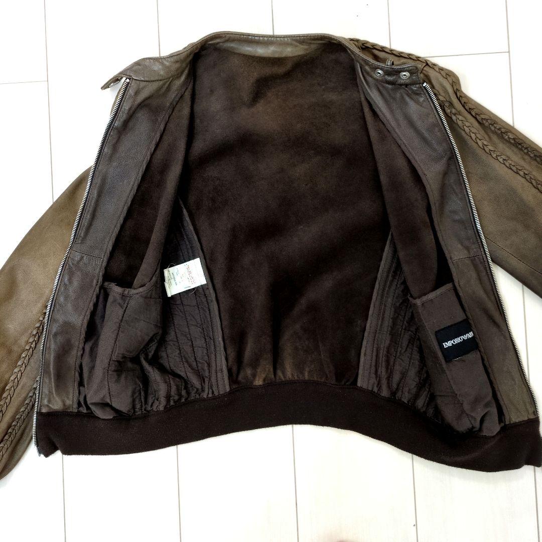 アルマーニ　ARMANI　シングルライダース　レザー　ジャケット　M ブラウン