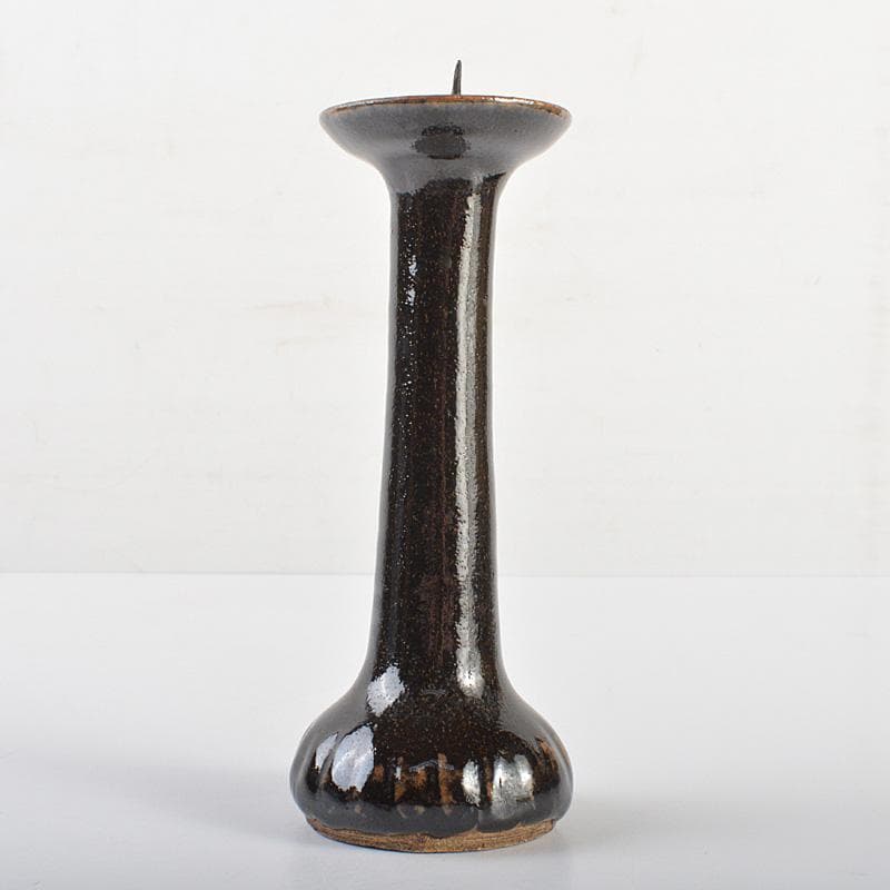 瀬戸焼　瀬戸黒　祖母懐　火灯　燭台　時代箱　C　R7015