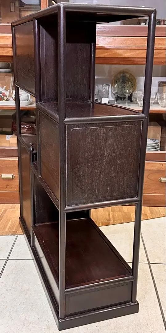 唐木 時代 飾り棚 骨董 アンティーク 紫檀 中国 飾棚 違い棚 茶棚 茶箪笥