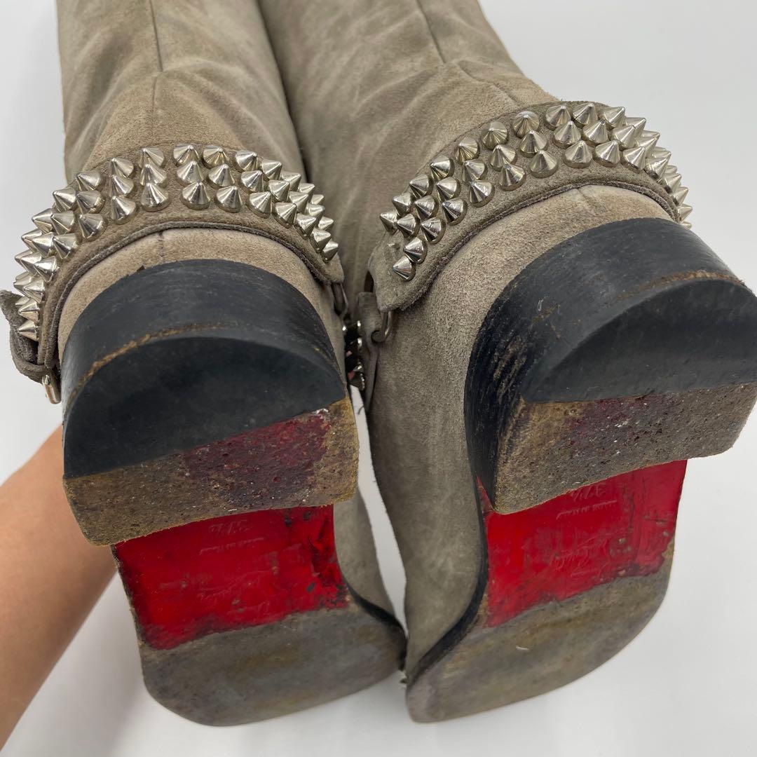 クリスチャンルブタン　スウェード　スパイク　ロングブーツ　24.5cm