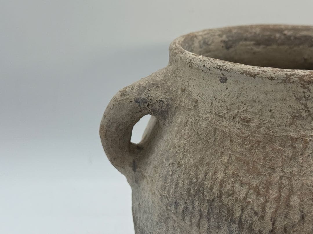 中国　古陶　きょうめん土器　雙耳壺　送料込み260202