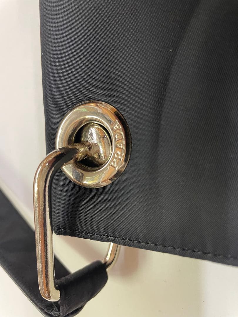 PRADA プラダ ナイロン ハンドバッグ／ショルダーバッグ ブラック 三角ロゴ