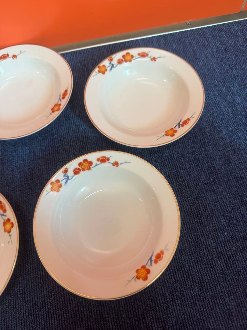 2033 深川製磁　梅文　深皿　5客　未使用