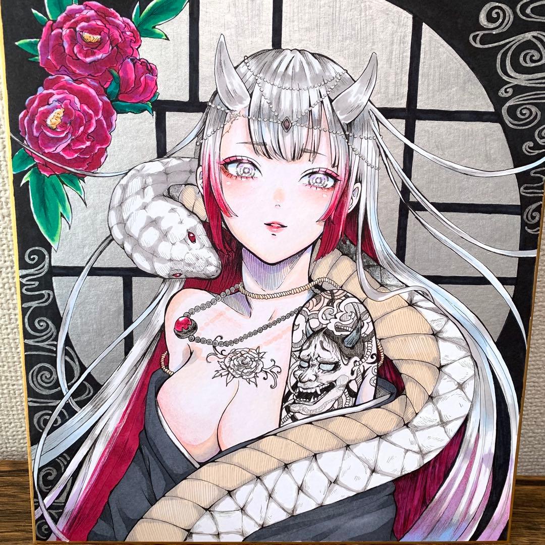 ア*】様 No.12 手描きイラスト　オリジナル　アナログ　色紙　原画