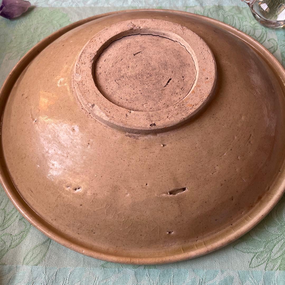 江戸時代　古瀬戸　山水図　松に東屋（あずまや）」図　石皿