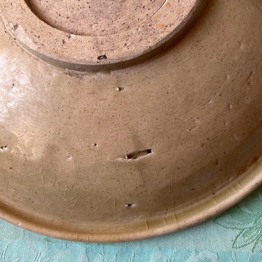 江戸時代　古瀬戸　山水図　松に東屋（あずまや）」図　石皿