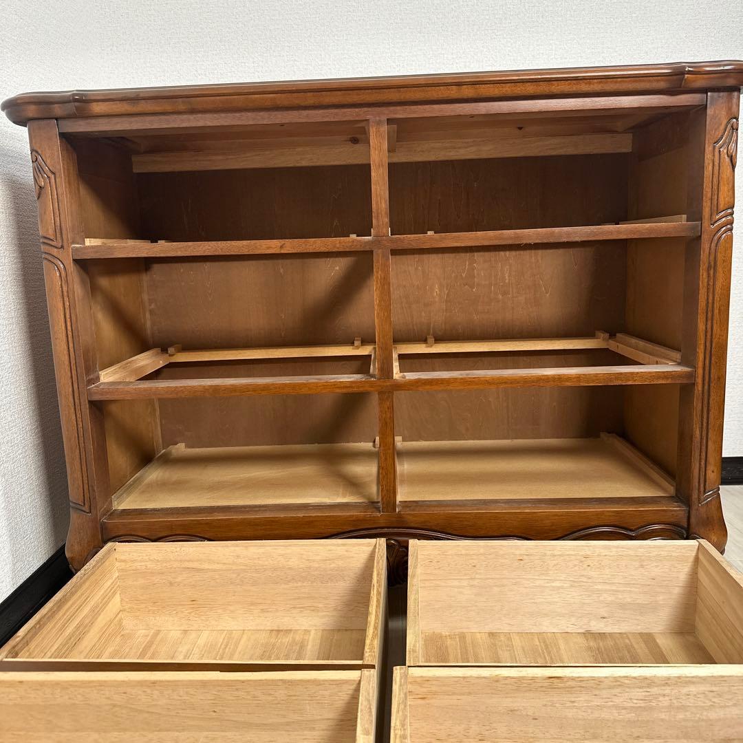 【展示品】英国 アンティーク調 チェスト 3段6杯 レリーフ 彫刻 ※i4※