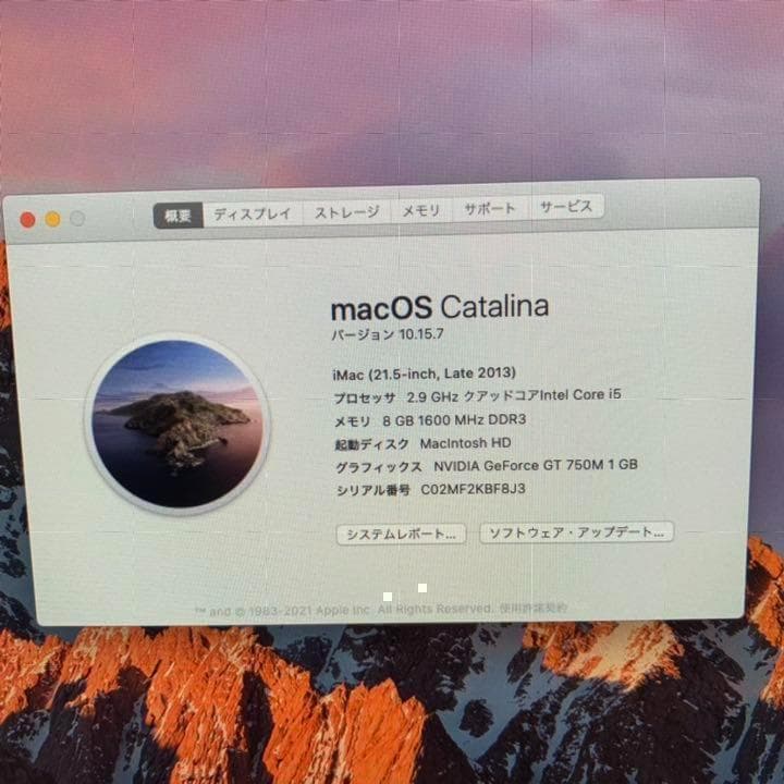 早い者勝ち iMac21.5inch Late 2013 corai5