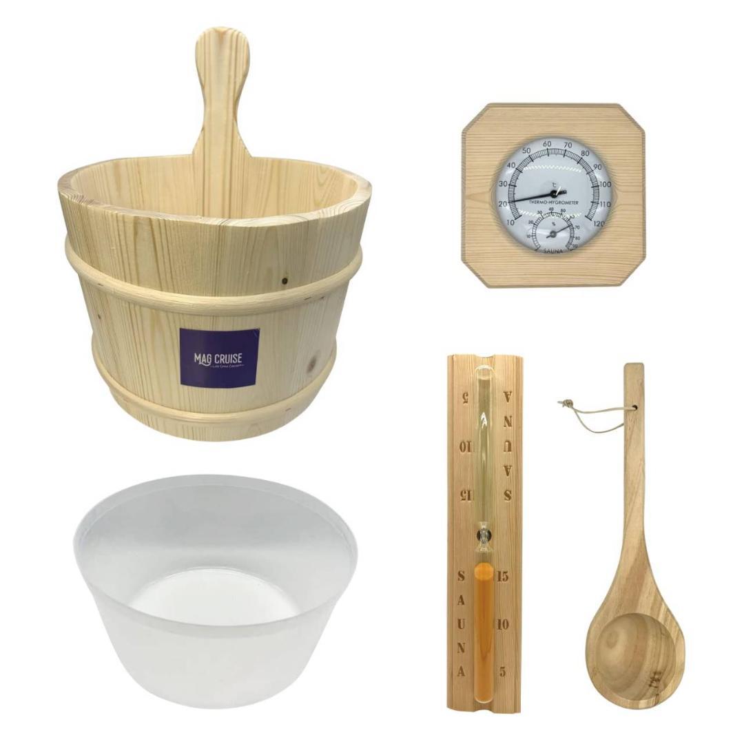 オシャレな天然木製サウナグッズ 温度計付き