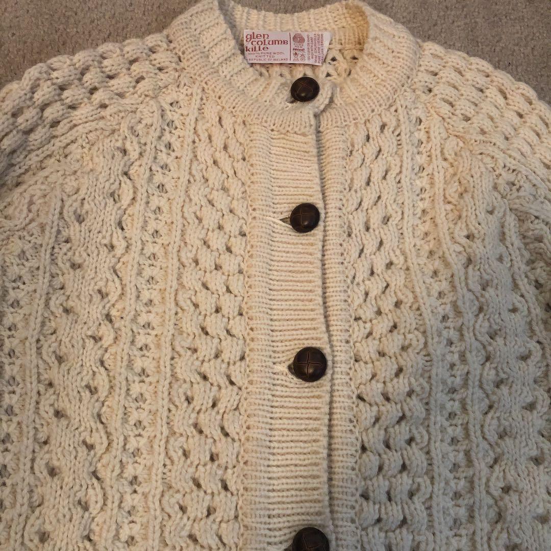 ヴィンテージ80年代アランニットカーディガンアイルランド製手編み