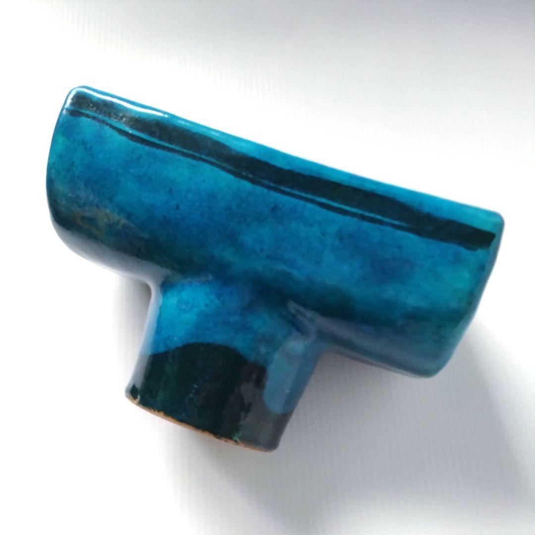 京焼 清水焼 花堂 大津寄花堂 高台 高足 花器 水盤 コンポート 草月 ブルー