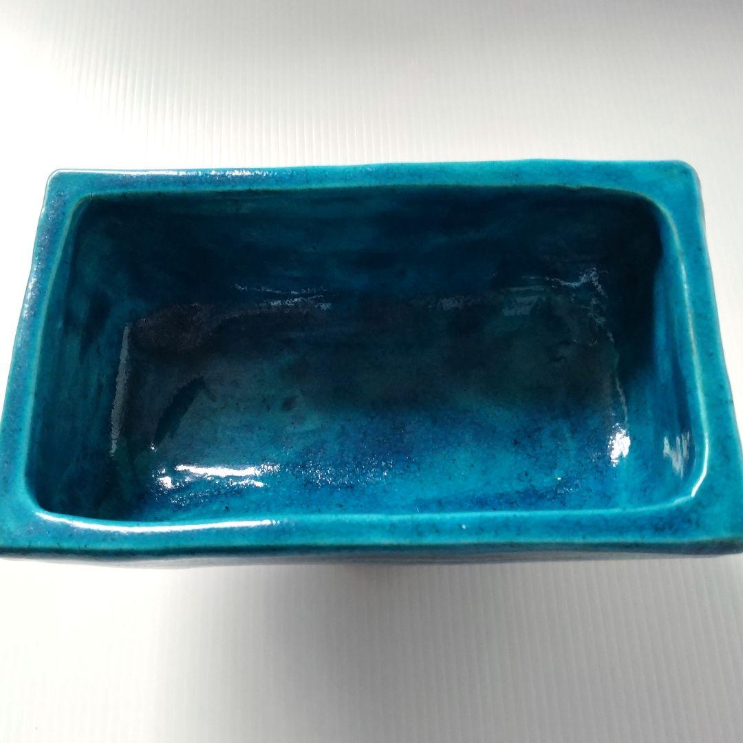 京焼 清水焼 花堂 大津寄花堂 高台 高足 花器 水盤 コンポート 草月 ブルー