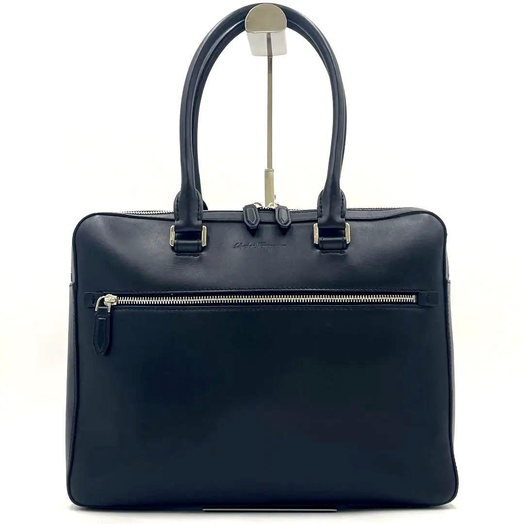 【極美品】FERRAGAMO オールレザー ブリーフケース トート 肩掛け 黒