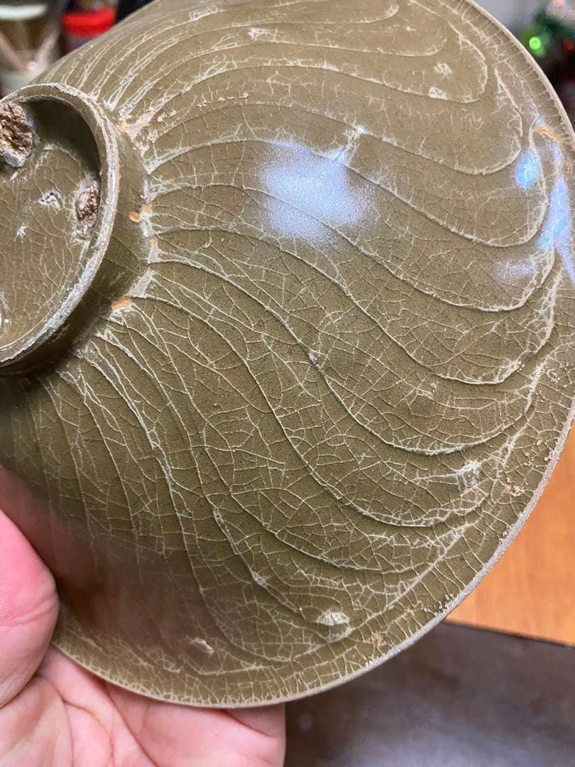 中国骨董 唐宋時期耀洲窯刻花茶器/支釘焼き