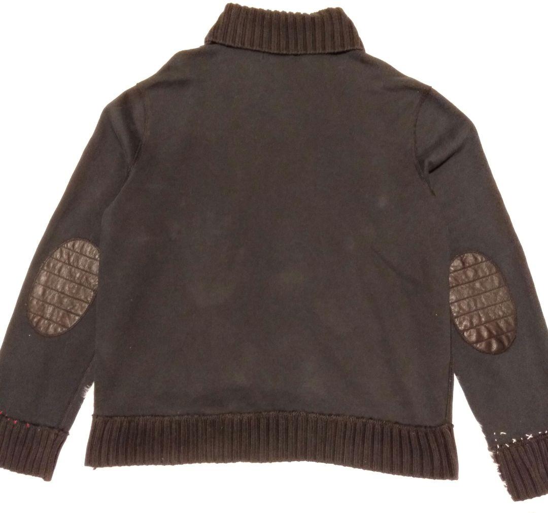 希少【ポロバイラルフローレン】ステッチ＆レザー装飾　黒 ショールカラースウェット