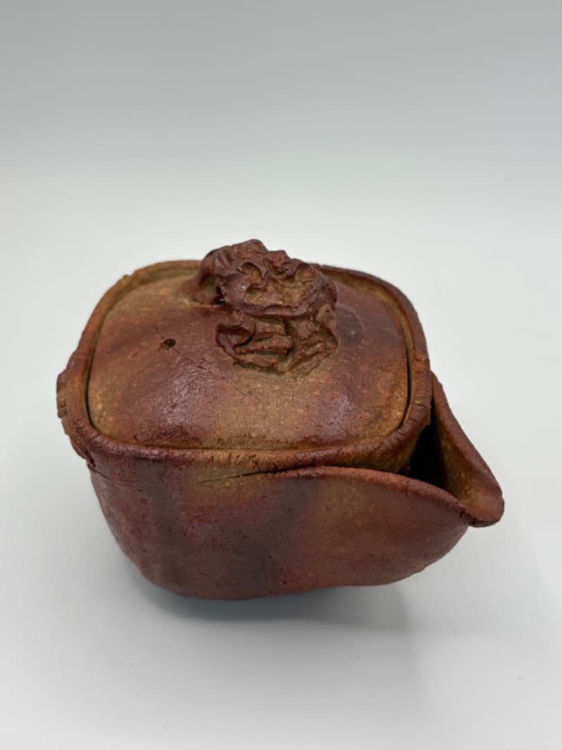 森風来作　備前手捻り角宝瓶