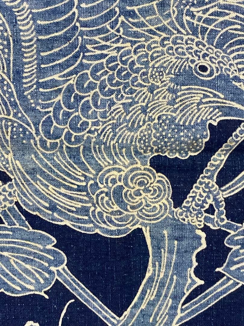 筒書き 染め 桐に鳳凰柄タペストリー 74センチ角