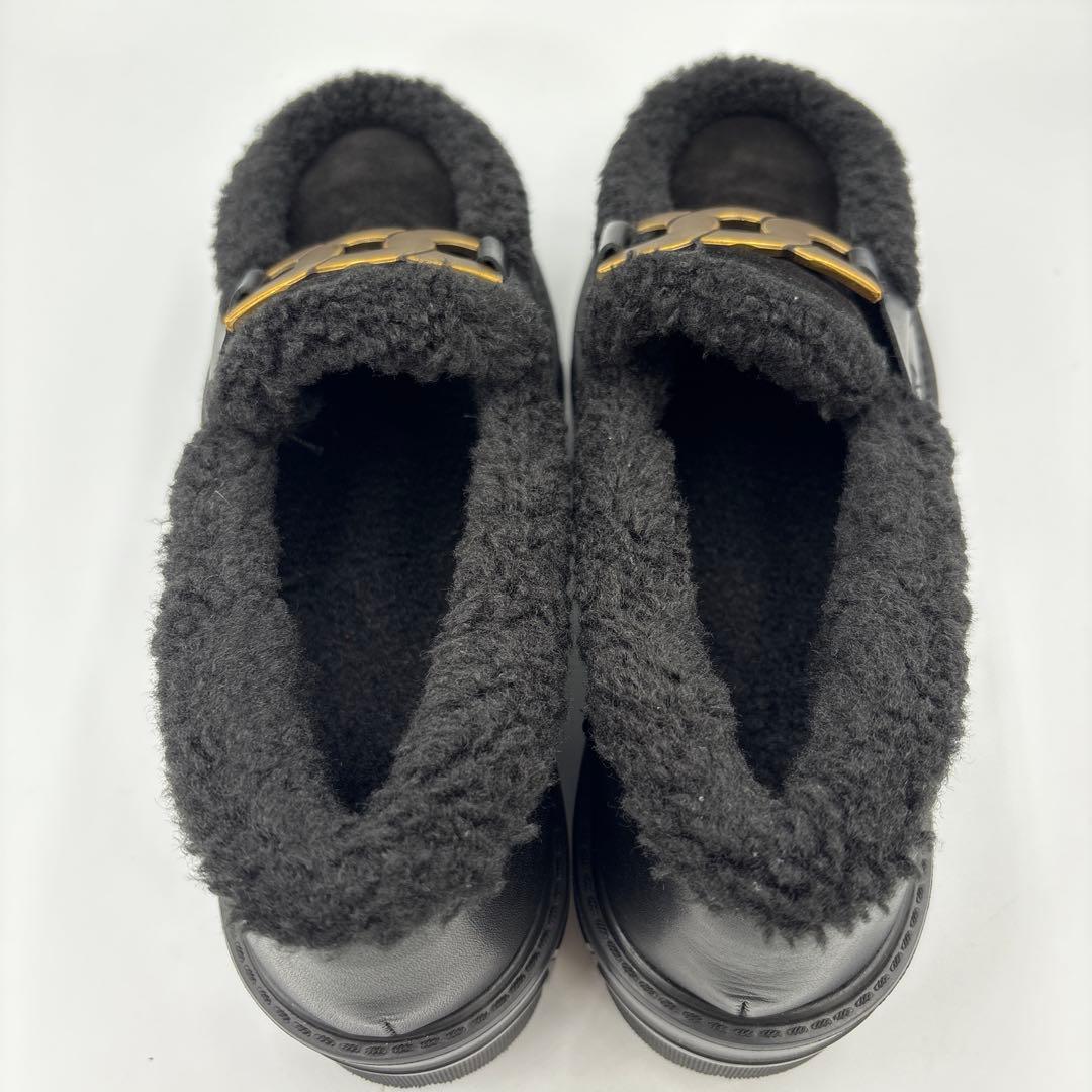 【未使用級】ヒルズアベニュー 厚底ローファー ムートン ボア チェーン 23.5