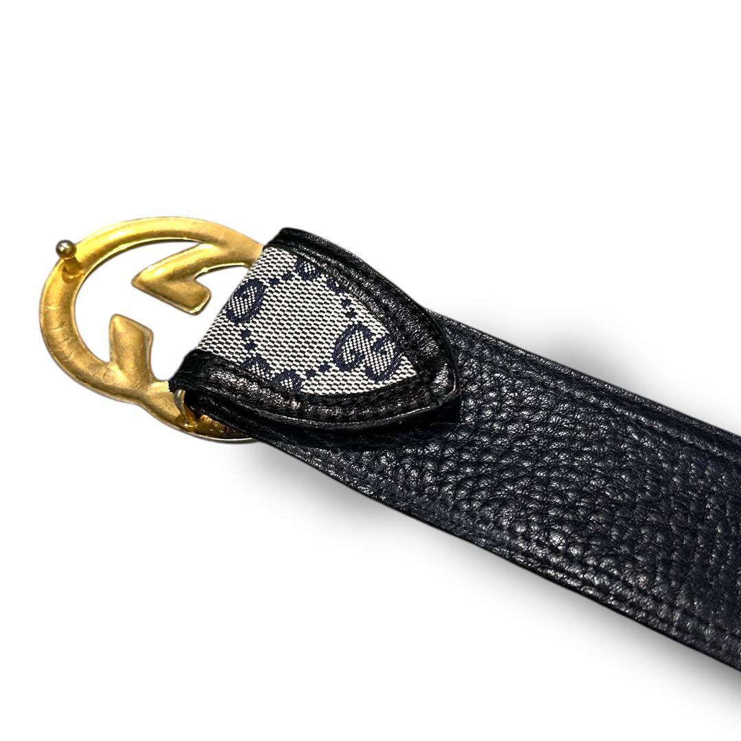 GUCCI オールドグッチ ベルト GG柄 キャンバスレザー メンズ レディース