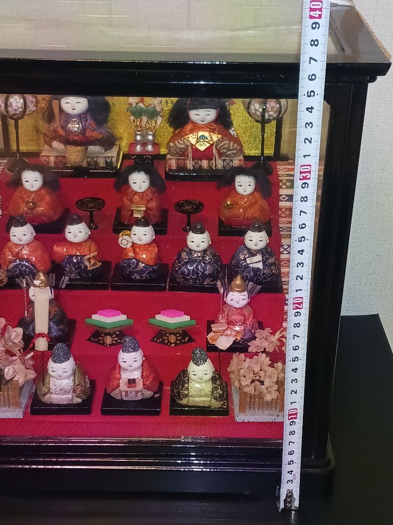 江戸木目込人形　ガラスケース　15人飾り　雛人形