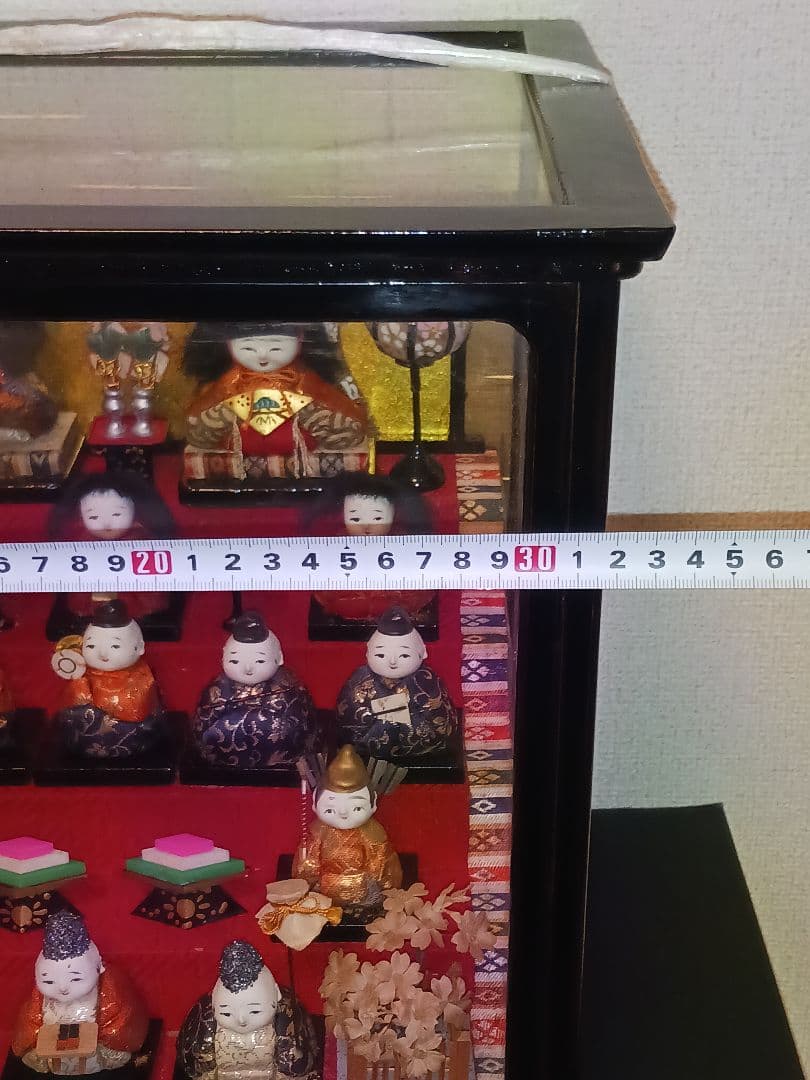 江戸木目込人形　ガラスケース　15人飾り　雛人形