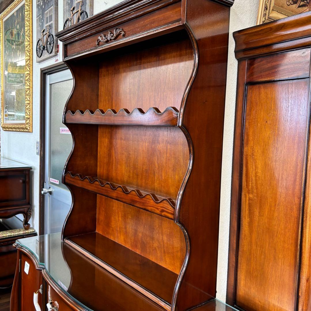 マホガニー 飾り棚 3段シェルフ アウトレット品 置くだけ アンティーク調