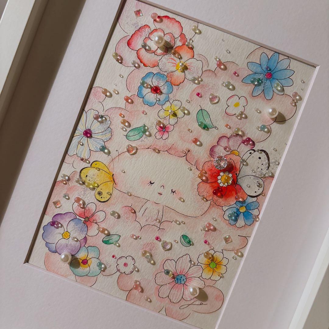 イラスト　グラスアート　水彩画　原画