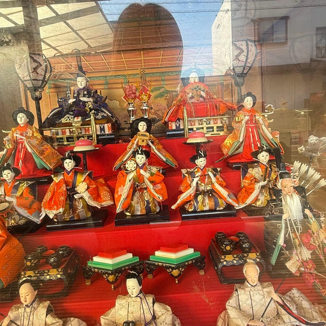 伝統的 雛人形セットガラスケース付き特製品おひなさま 親王飾りケース入三五15人