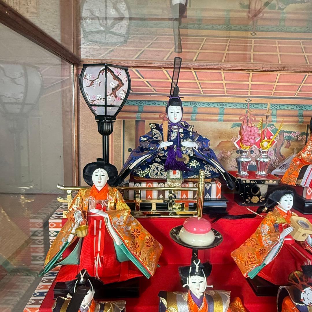 伝統的 雛人形セットガラスケース付き特製品おひなさま 親王飾りケース入三五15人