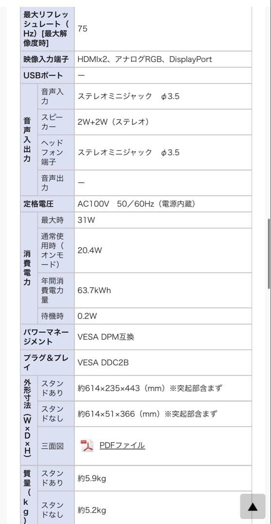 GigaCrysta 27インチ モニター 本体中古品