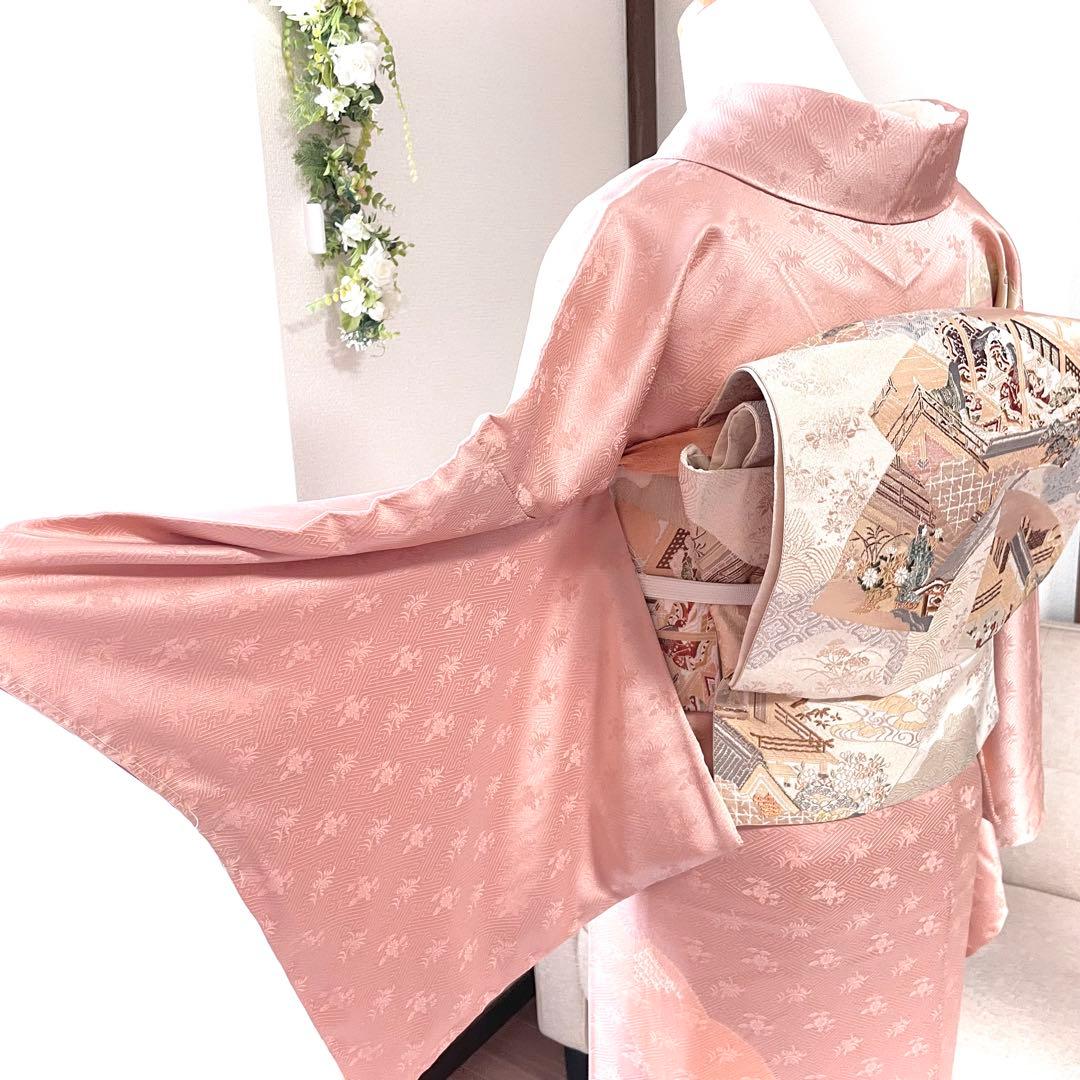 ピンク 友禅 4点 フルセット 訪問着 入学式 卒業式 入園式 春 秋 冬