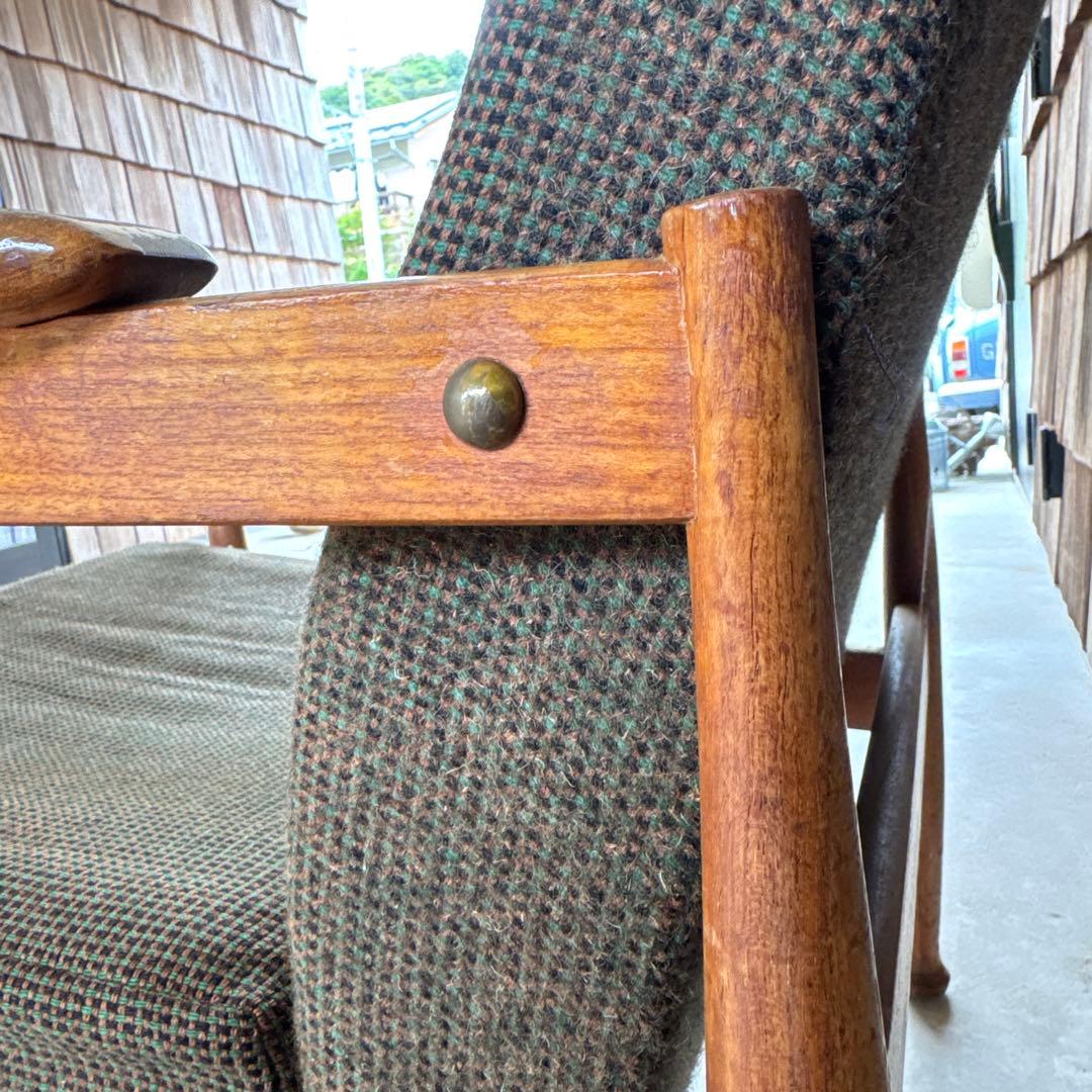 ビンテージアームチェア リクライニング 読書 緑 グリーン