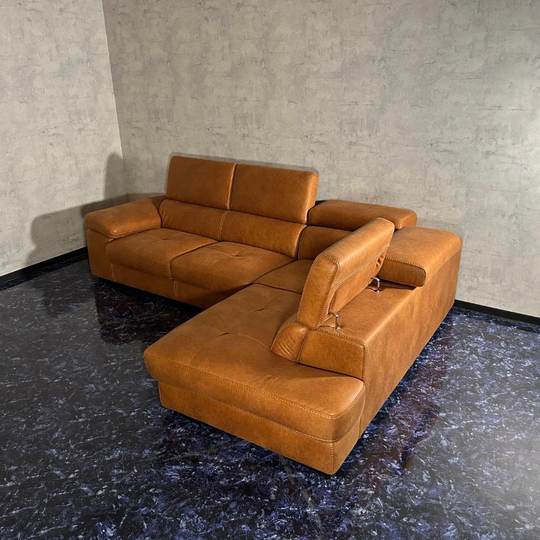 ソファ ソファー おしゃれ キャメル レザーファブリック L字ソファ ゆったり