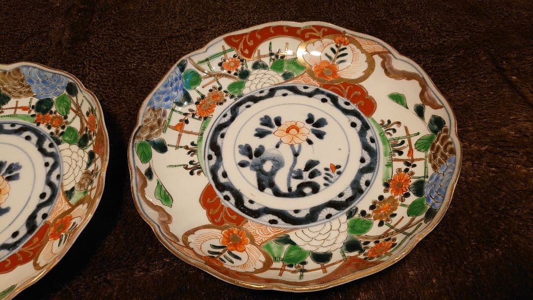 古伊万里　伊万里　大聖寺伊万里　花の図　蔵出し　　２客